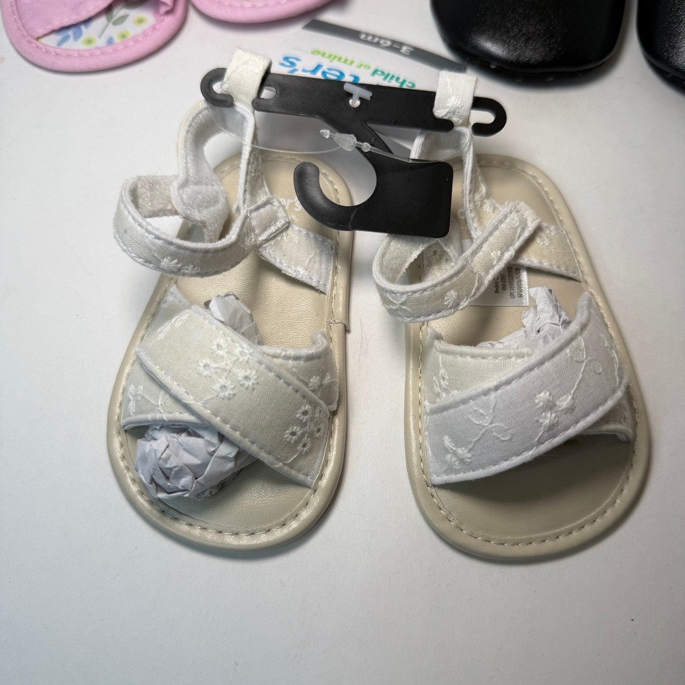 Carters Baby Girl Shoes Bundle Sandals Unbranded Mary Janes 0-12M 3 Pairs NEW - Picture 2 of 6